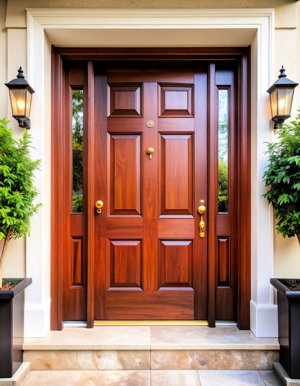 Stained Doors with Vertical Panels for a Modern Look