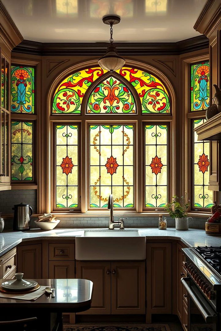 Stained Glass Windows for Color and Privacy - 25 Victorian Kitchen Ideas