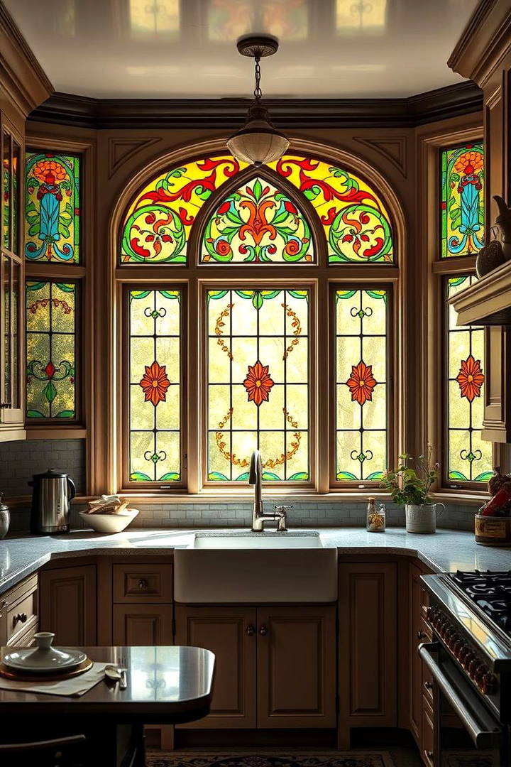 Stained Glass Windows for Color and Privacy - 25 Victorian Kitchen Ideas