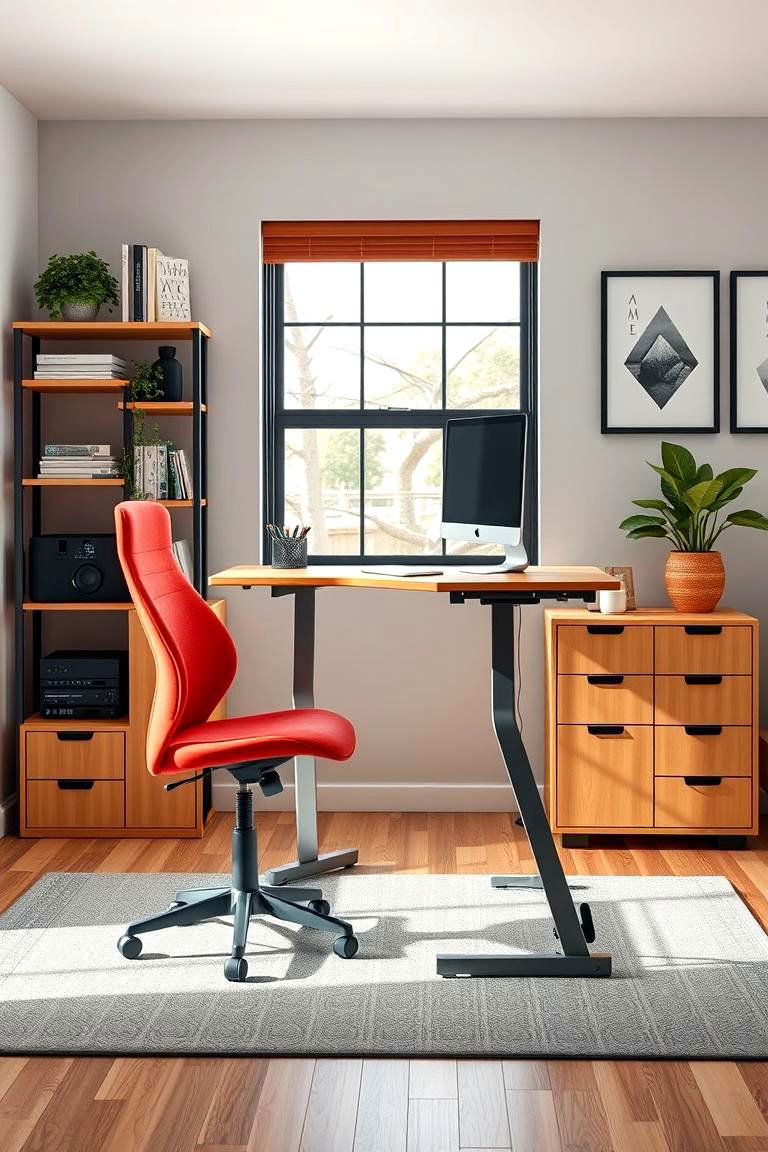 Standing Desk Converter for Active Work - 25 Man Cave Office Ideas