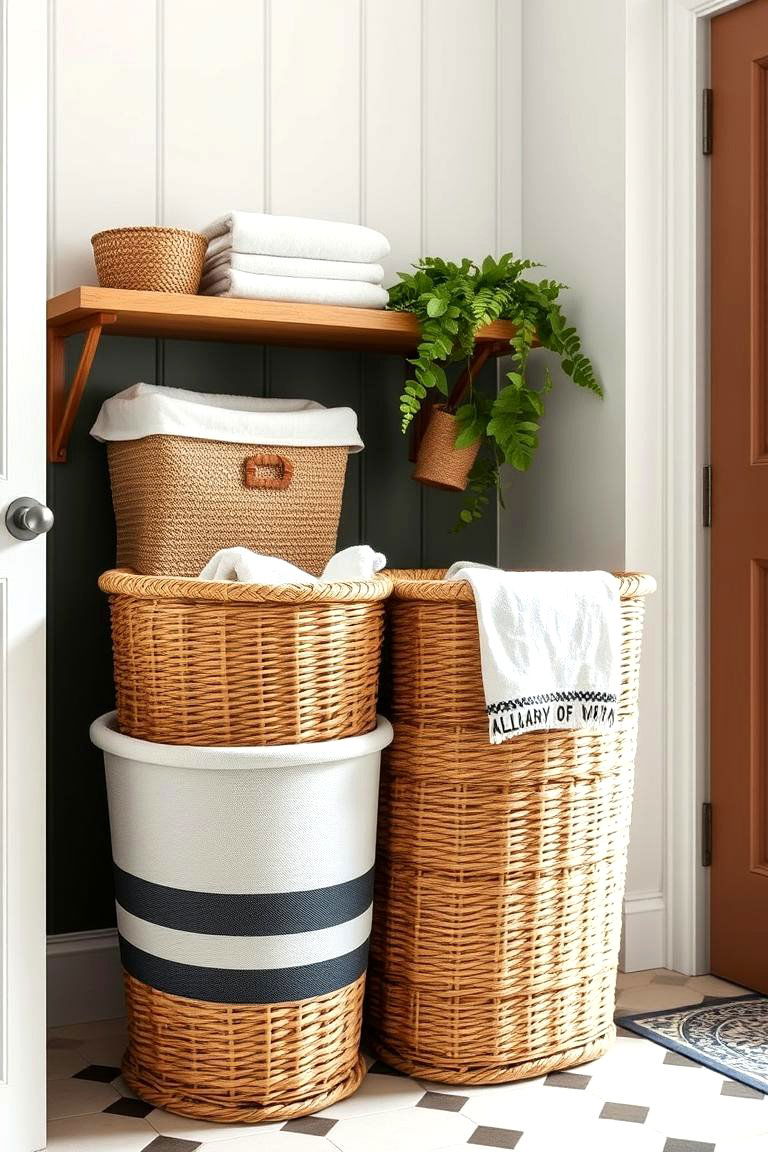 Statement Laundry Basket - 25 Farmhouse Laundry Room Ideas