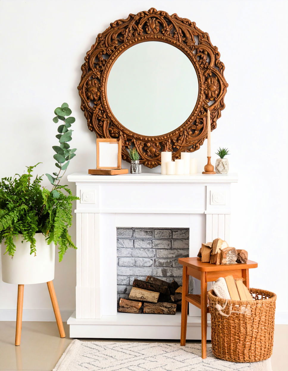 Statement Mirror Above the Mantel