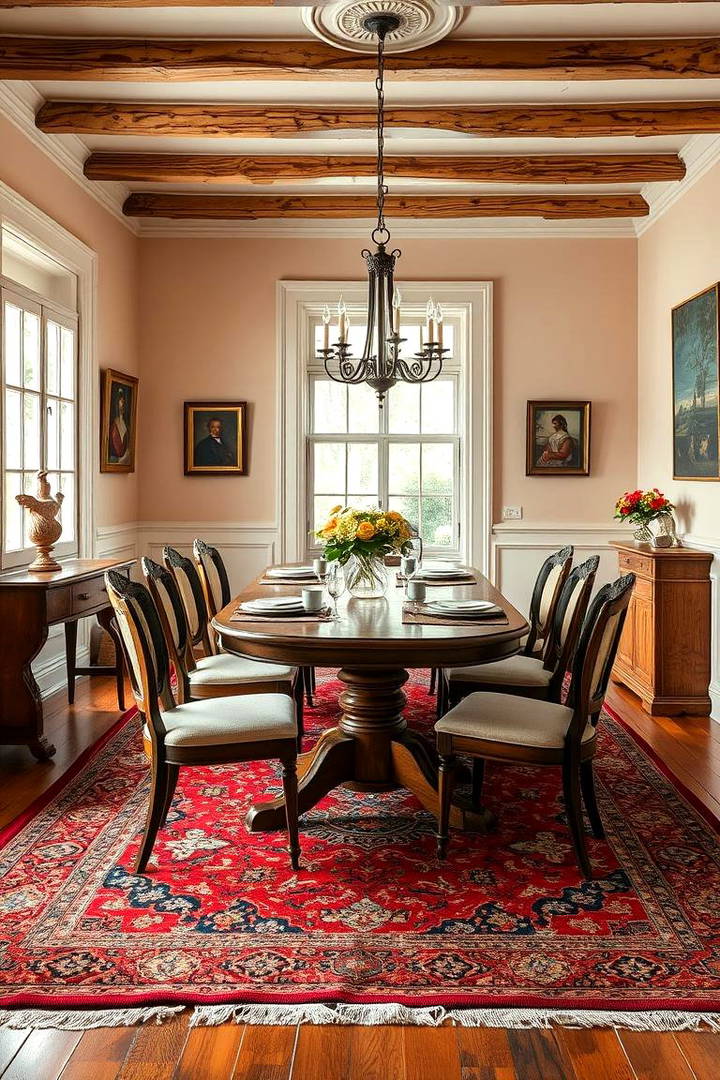 Statement Rug - 25 Vintage Dining Room Ideas