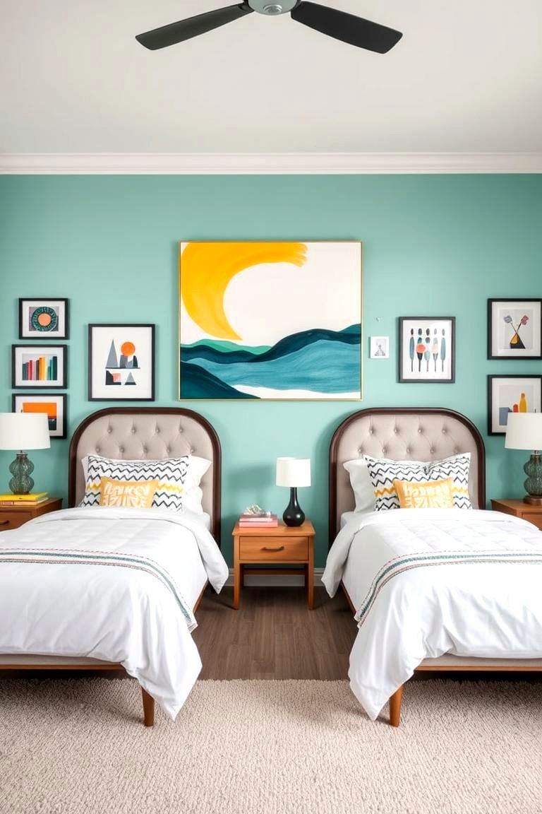 Statement Wall Art to Personalize the Space - 25 Twin Bedroom Ideas