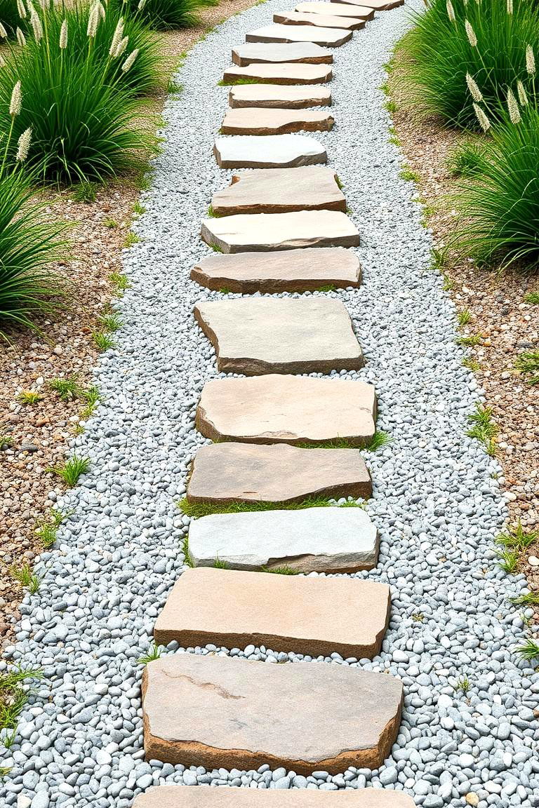 Stepping Stones in a Gravel Bed - 25 Farmhouse Walkway Ideas