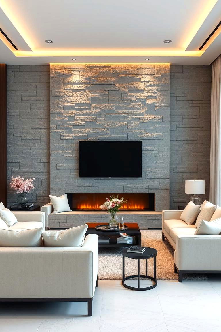 Stone Accent Wall - 25 Feature Wall Ideas