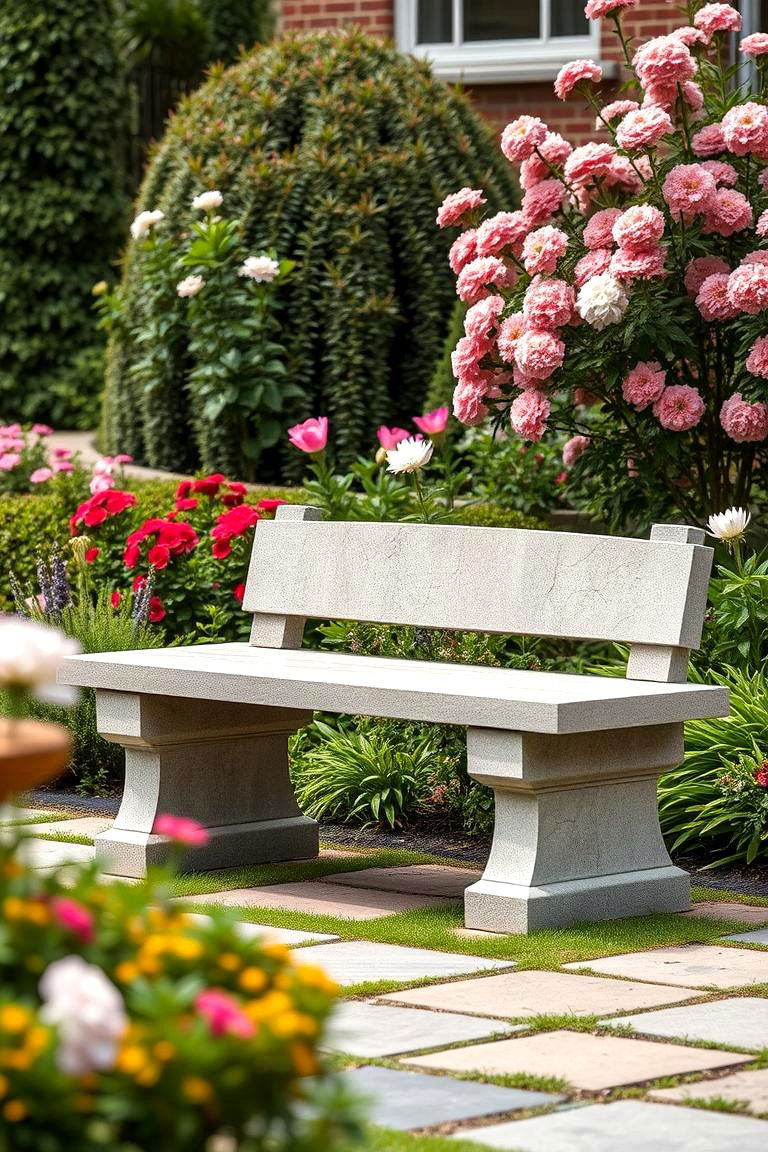Stone Bench for Durability and Elegance - 25 Garden Bench Ideas