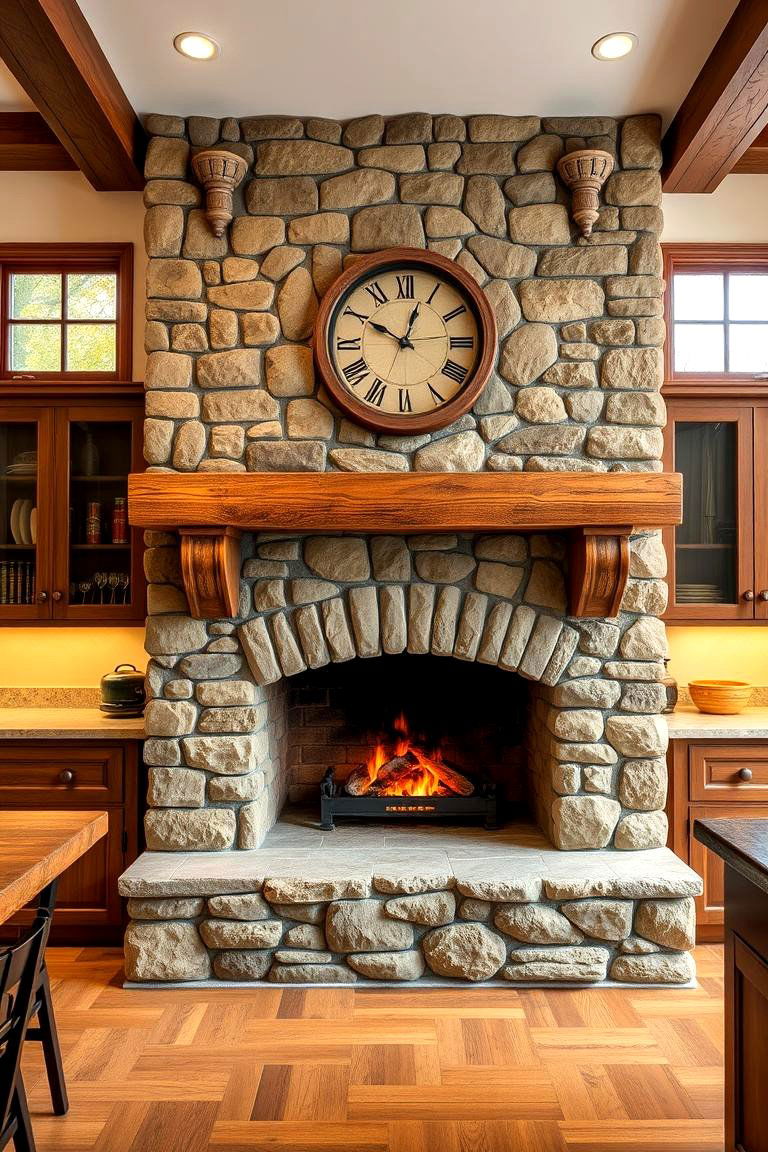 Stone Fireplace - 25 Traditional Kitchen Ideas