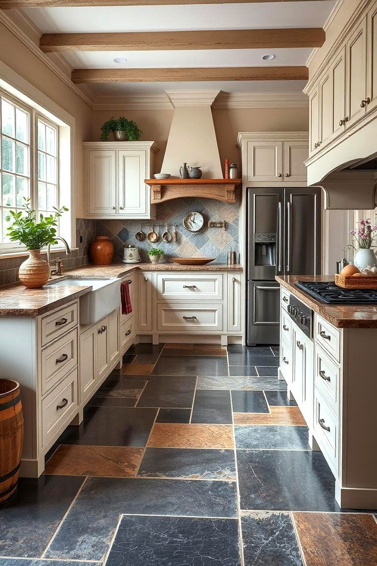 Stone Flooring - 25 Traditional Kitchen Ideas