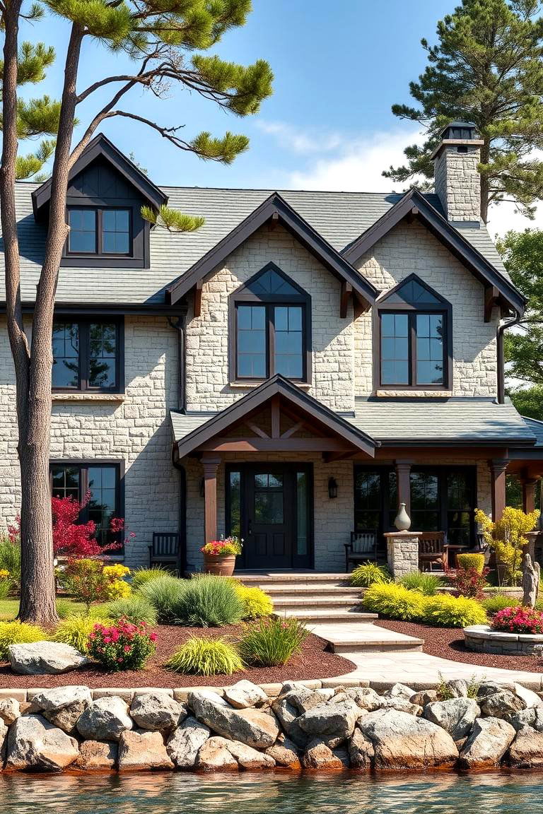 Stone Grey for Natural Resilience - 25 Lake House Exterior Colors Ideas