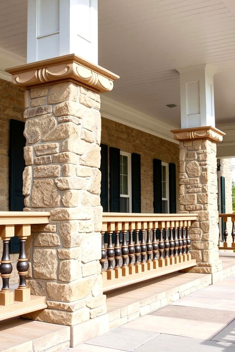Stone Pillar Railings - 25 Front Porch Railing Ideas