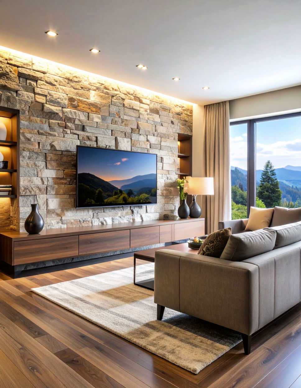 Stone Veneer to Add Rustic Elegance Tv Accent Wall Ideas