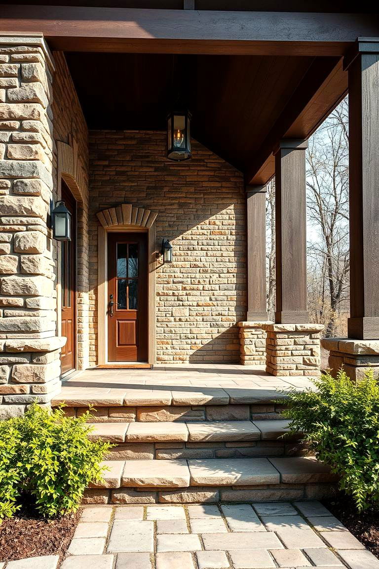 Stone and Brick Porch - 25 Car Porch Design Ideas