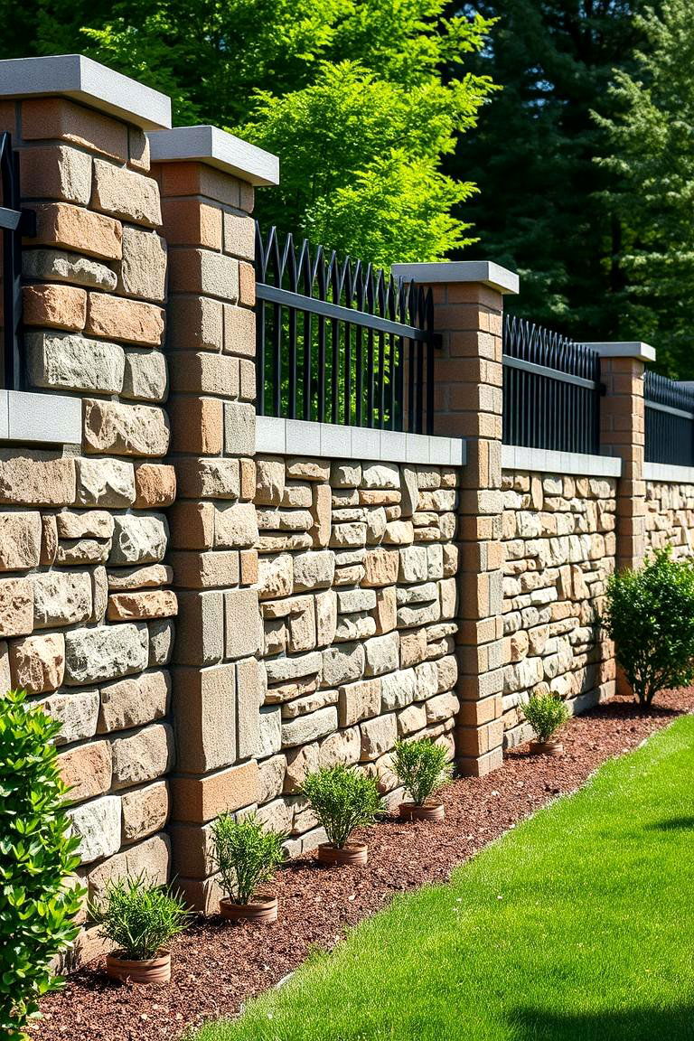 Stone and Brick Wall for a Luxurious Look - 25 Corner Fence Ideas