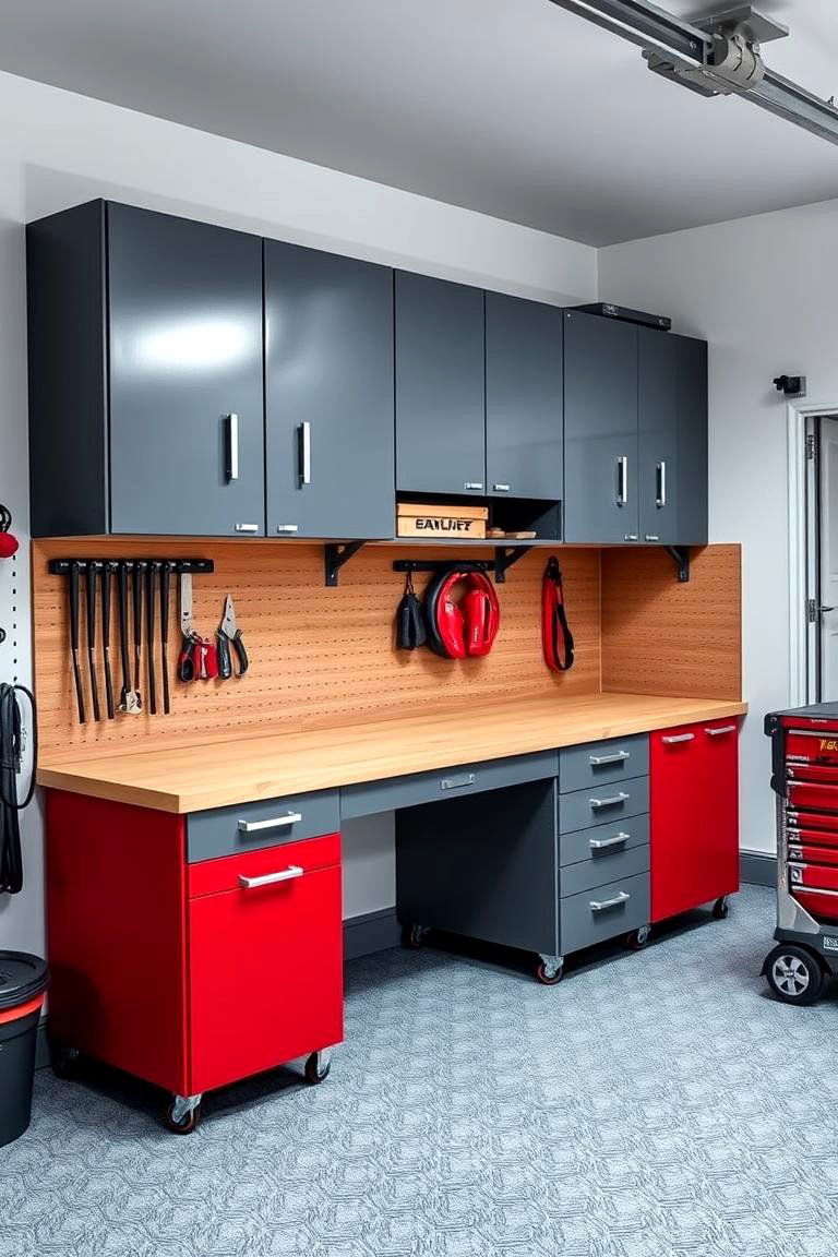 Storage Cabinets with Workbenches - 25 Garage Shelving Ideas