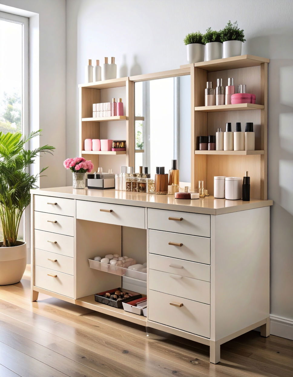 Storage Packed Vanity with Multiple Compartments