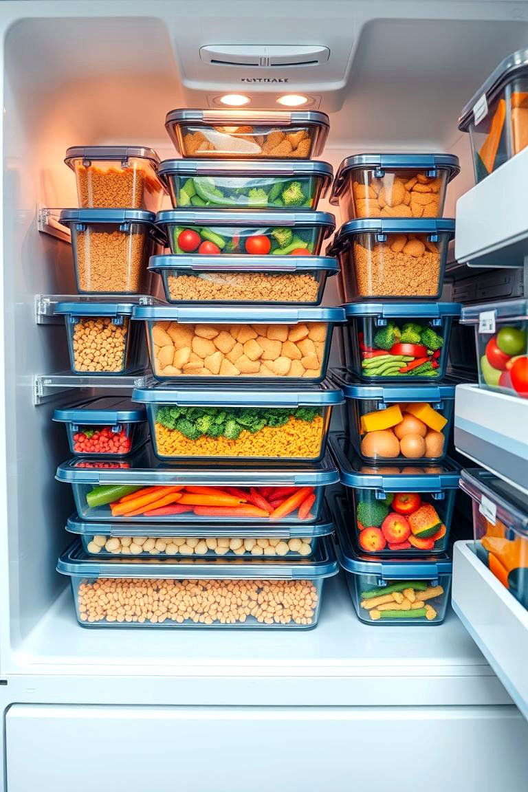 Store Leftovers in Uniform Containers - 25 Fridge Organization Ideas