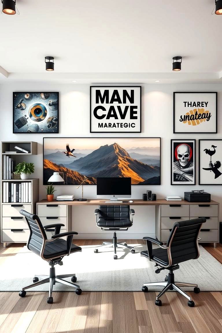 Strategic Wall Art for Motivation - 25 Man Cave Office Ideas
