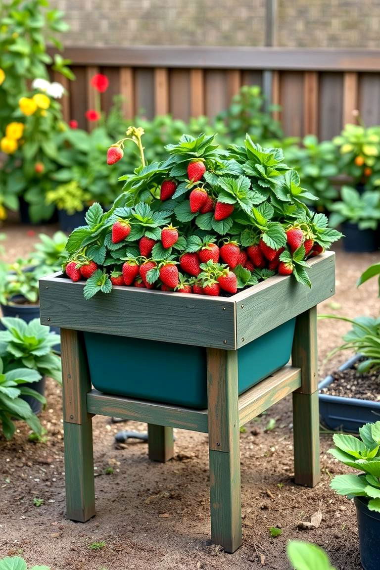 Strawberry Planter Tables for Elevated Accessibility - 25 Strawberry Planter Ideas