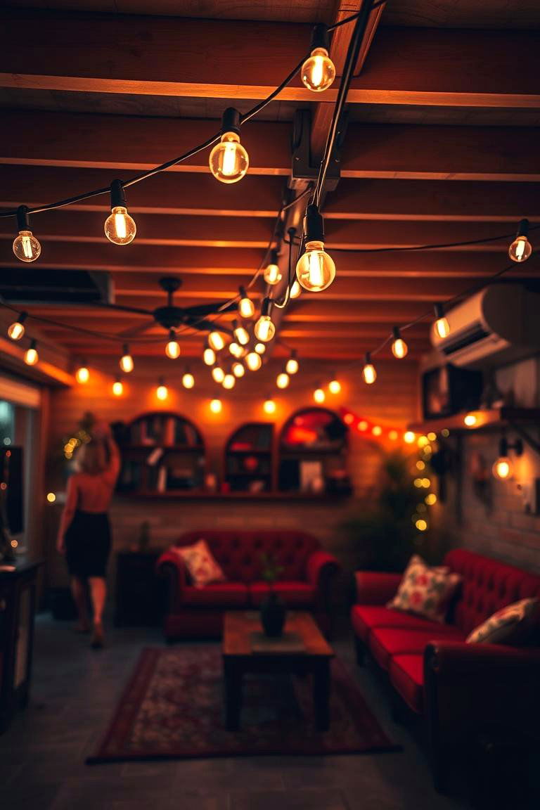 String Lights for a Cozy Vibe - 25 Garage Lighting Ideas