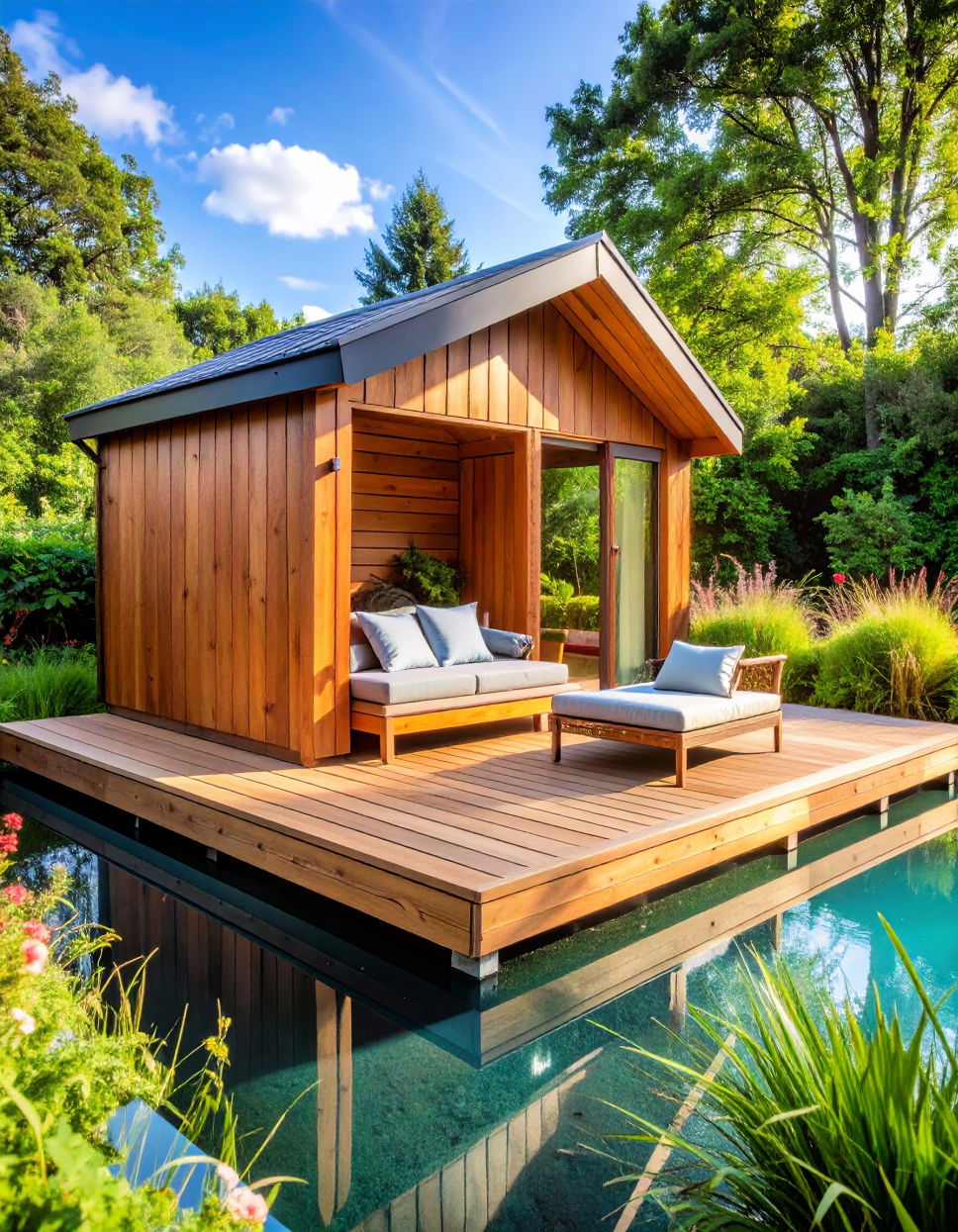 Styled Timber Pool Shed for Relaxation