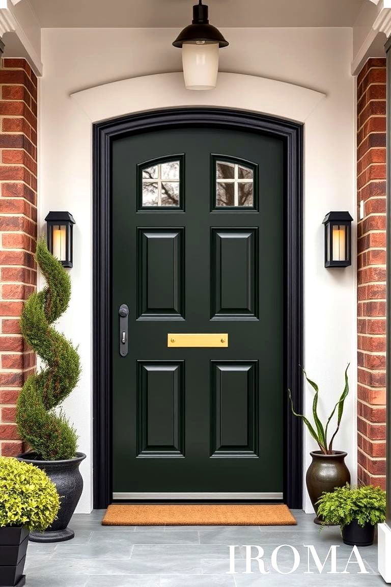 Stylish Entryways with Dark Olive Green and Black Trim - 25 Dark Olive Green House With Black Trim