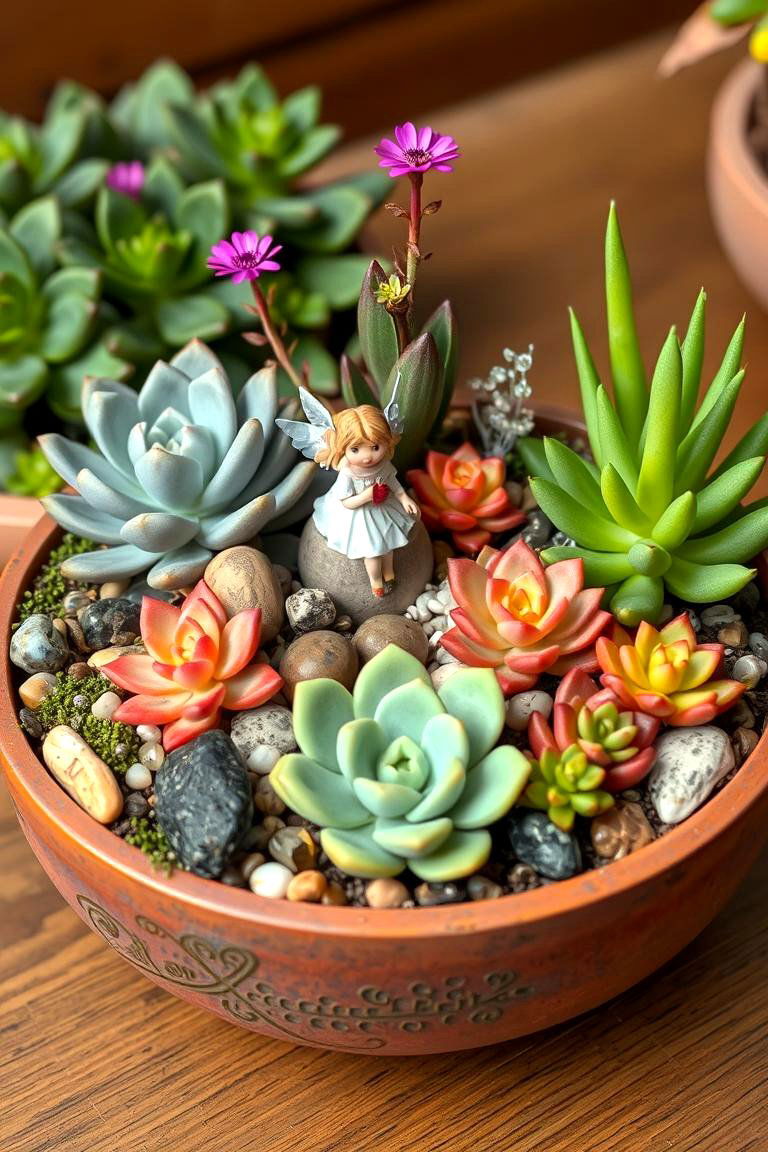 Succulent Fairy Garden - 25 Fairy Garden Container Ideas