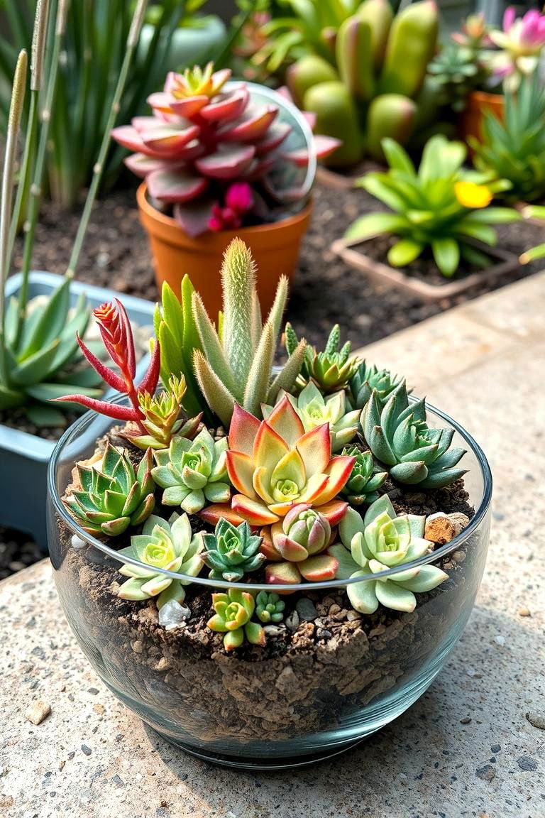 Succulent Terrarium Display - 25 Garden Centerpiece Ideas