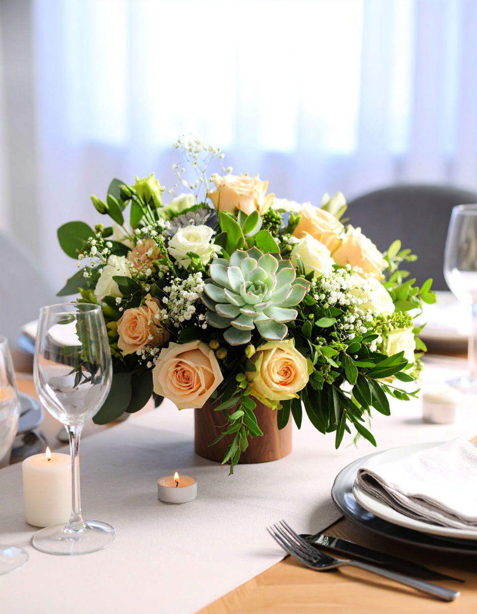 Succulent and Flower Centerpiece