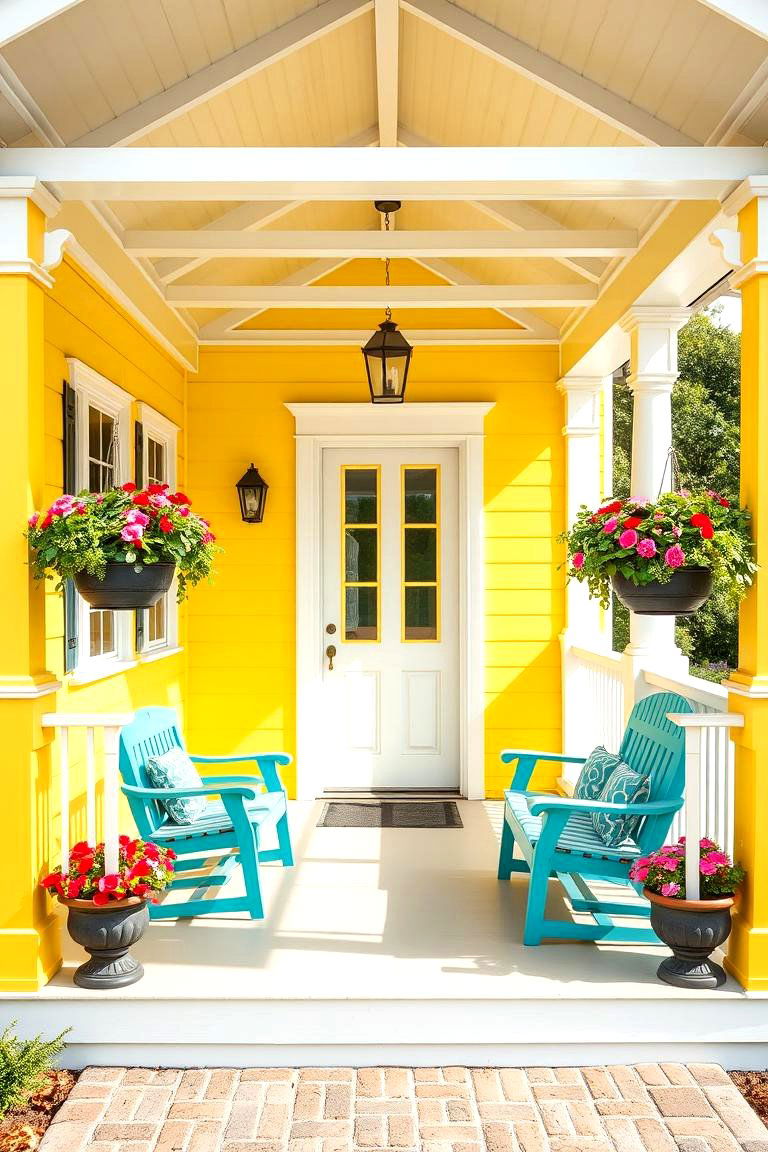 Sunny Yellow That Radiates Cheer - 25 Porch Paint Colors