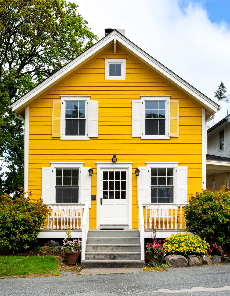 Sunny Yellow for Cheerful Vibrancy Lake House Exterior Colors Ideas