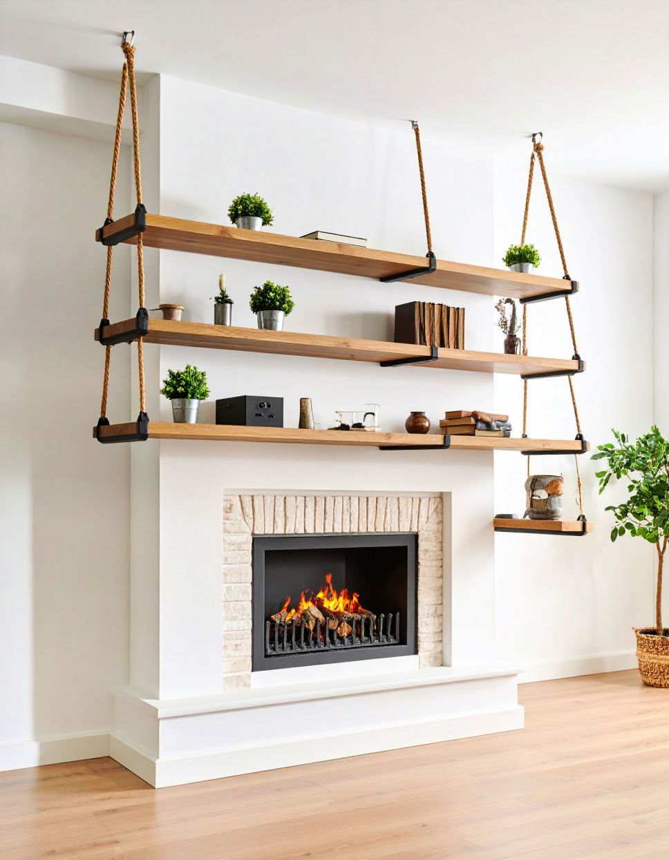 Suspended Floating Shelves Idea