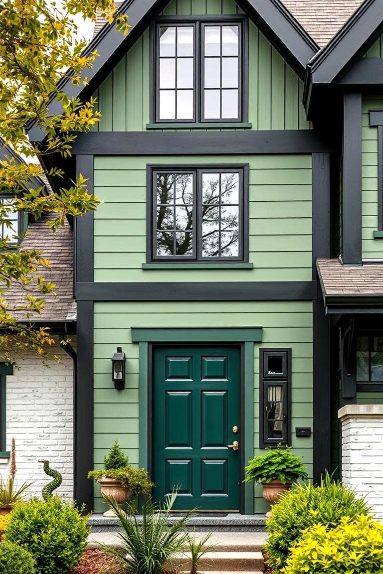 Sustainable Design with Forest Green - 25 Forest Green House With Black Trim