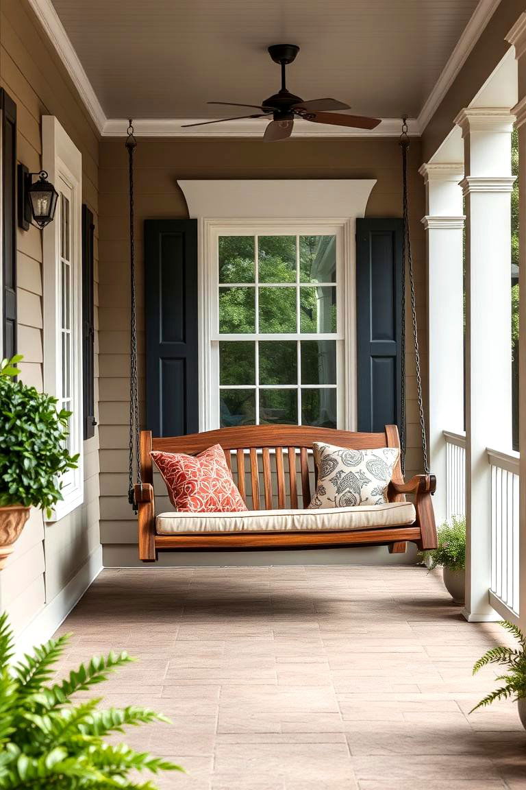 Swing Bench for Ultimate Relaxation - 25 Front Porch Bench Ideas