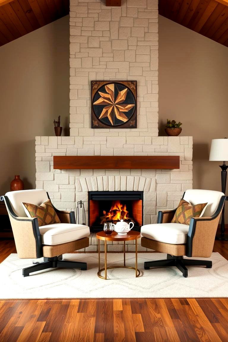 Swivel Chairs for Flexibility - 25 Fireplace Seating Ideas