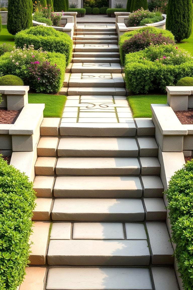 Symmetrical Flagstone Steps - 25 Flagstone Steps