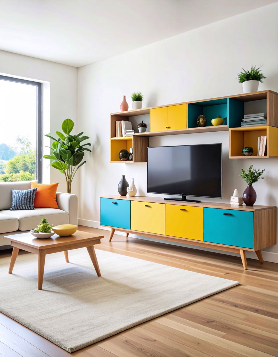 TV Stand with Colorful Accents Tv Stand Ideas