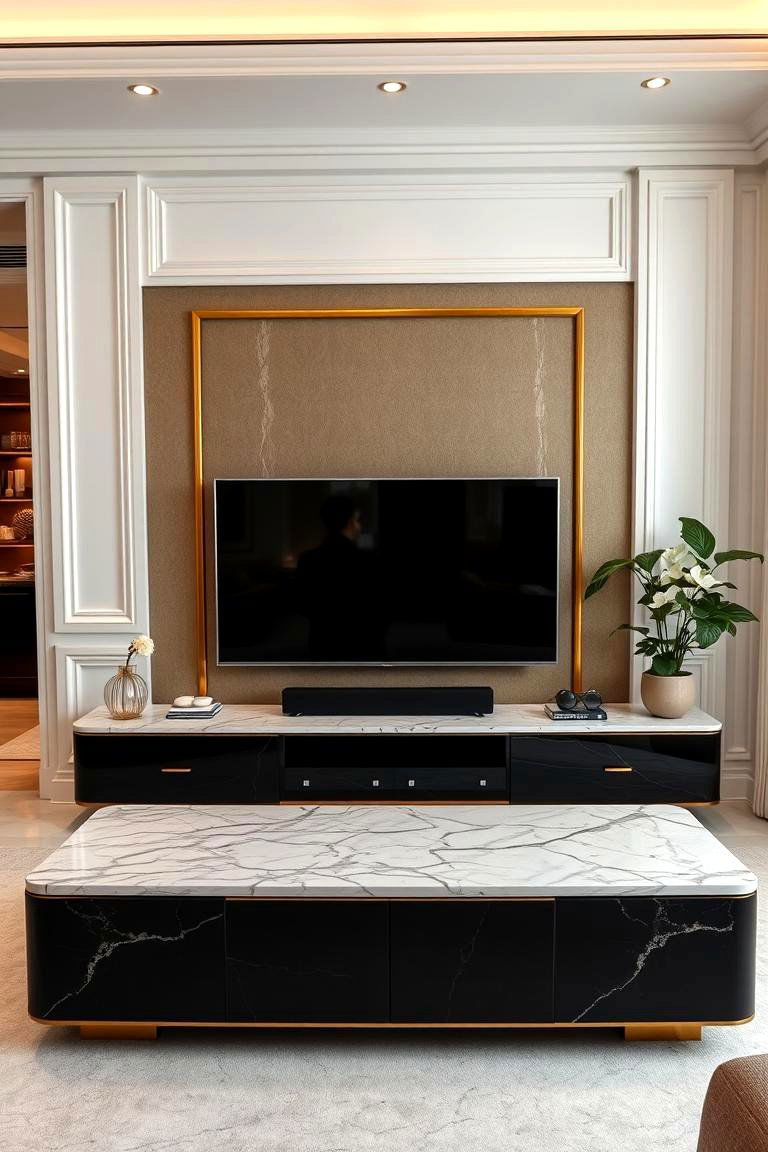 TV Stand with a Marble Top - 25 Tv Stand Ideas