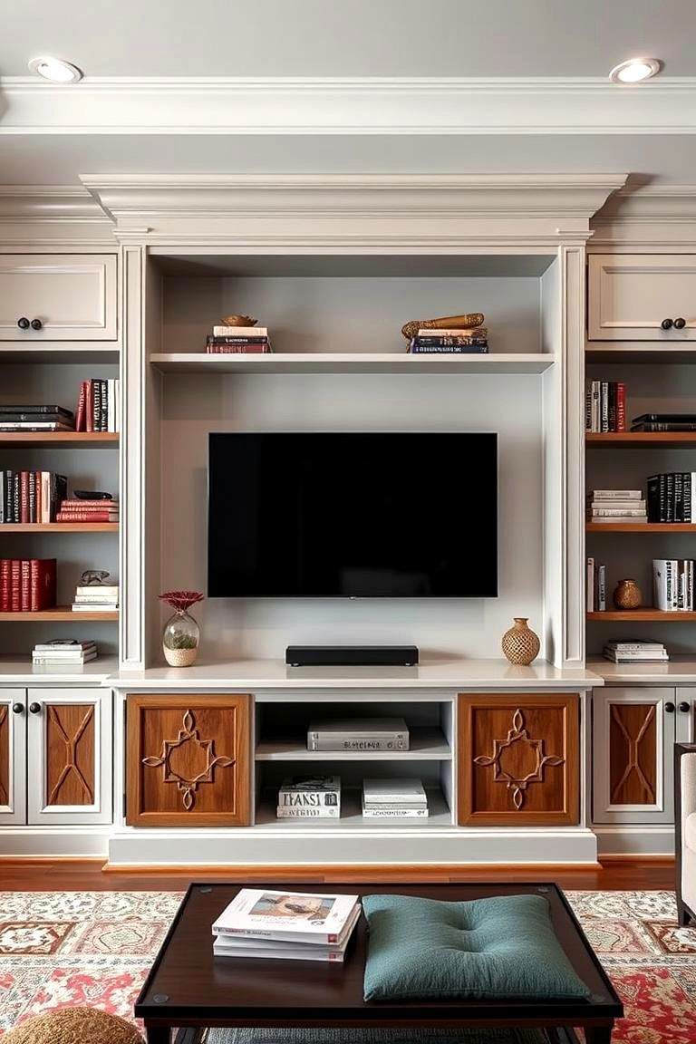 TV Wall with Built In Bookshelves - 25 Tv Wall Ideas