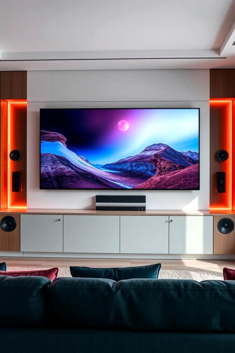 TV Wall with Integrated Sound System - 25 Tv Wall Ideas