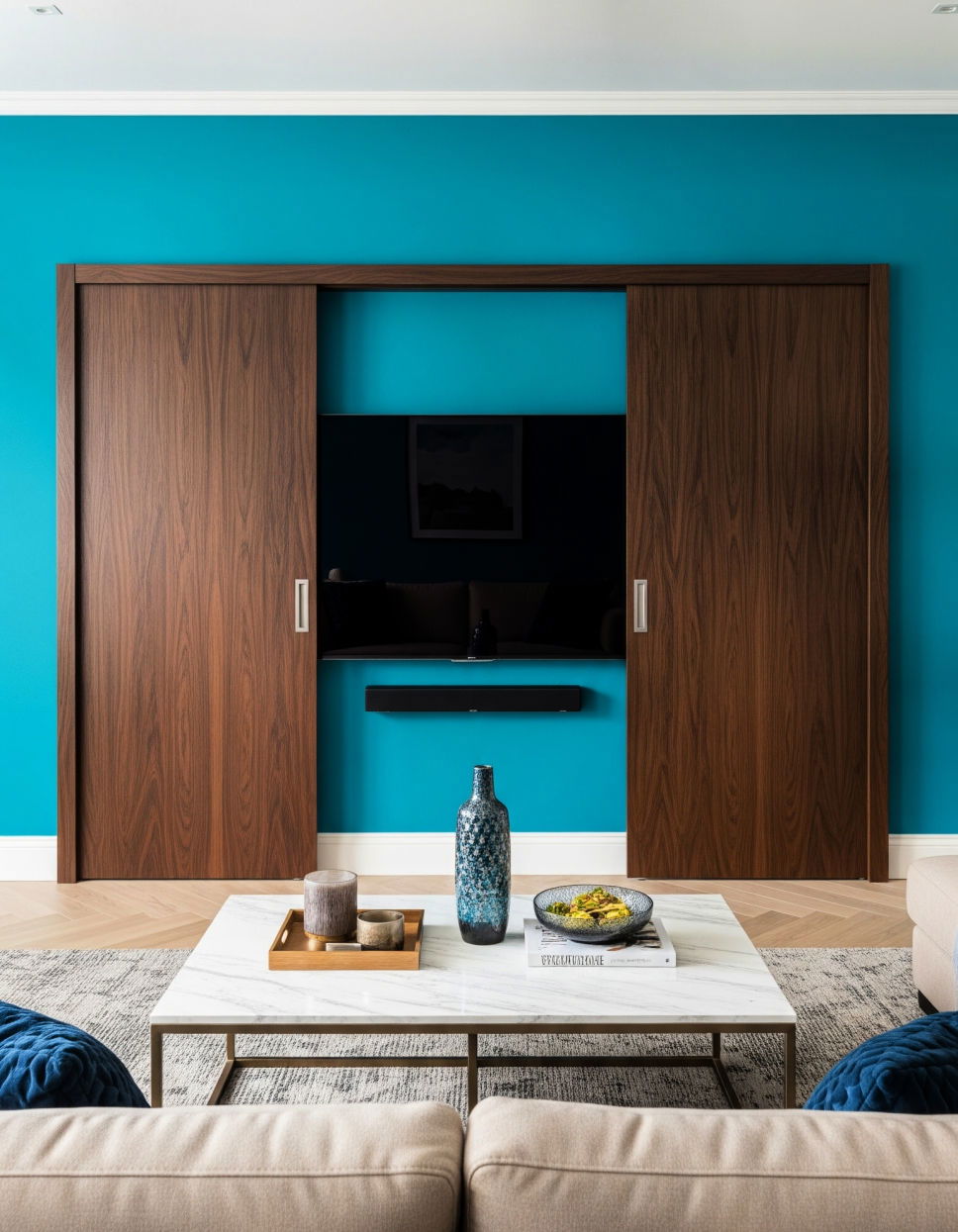 TV Wall with Sliding Doors Tv Wall Ideas