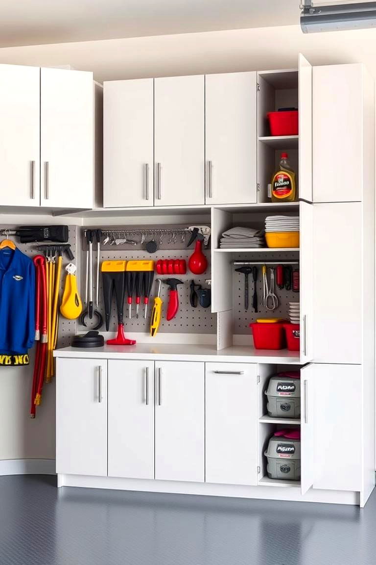 Tall Cabinets for Concealed Storage - 25 Garage Shelving Ideas
