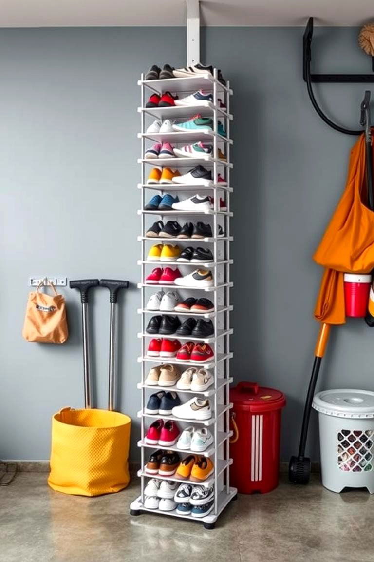 Tall Shoe Tower - 25 Garage Shoe Storage Ideas