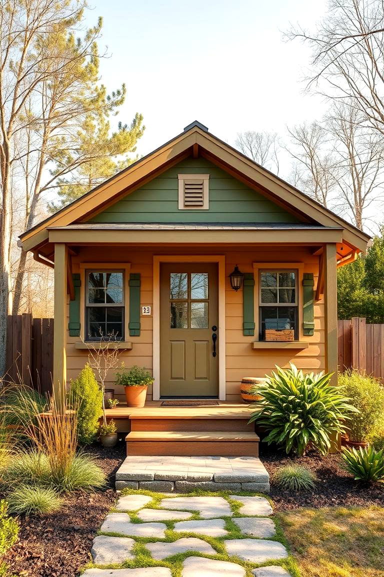 Tan and Olive Green - 25 Exterior Color Palettes for Small Homes