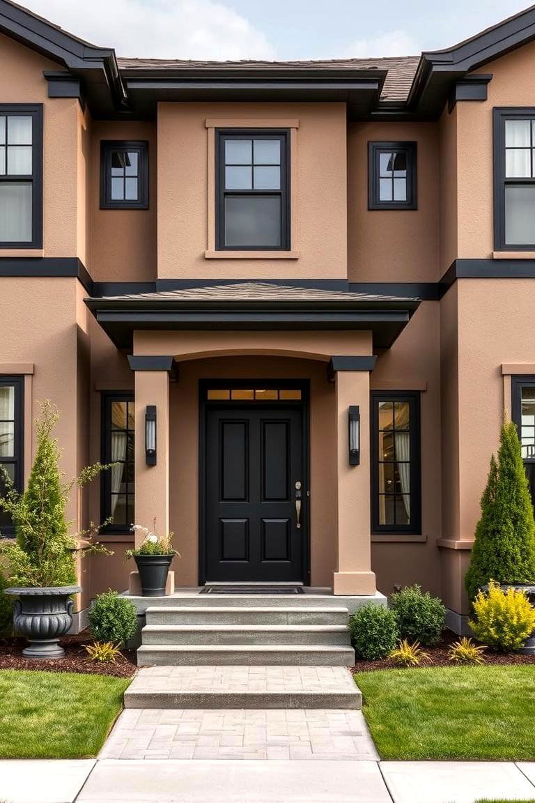 Taupe and Black for Sophistication and Drama - 25 Exterior Taupe House Color Combinations