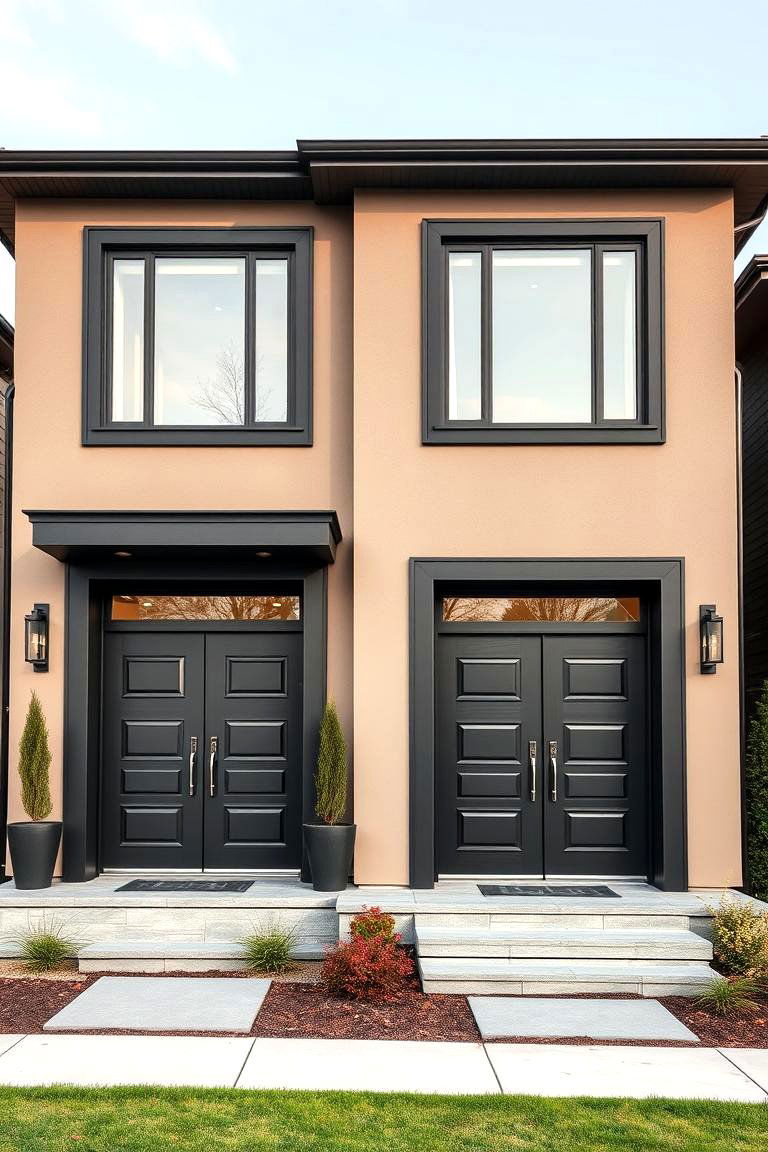 Taupe and Charcoal Grey for a Modern Edge - 25 Exterior Taupe House Color Combinations