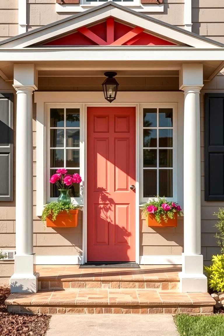 Taupe and Coral for a Playful Touch - 25 Exterior Taupe House Color Combinations