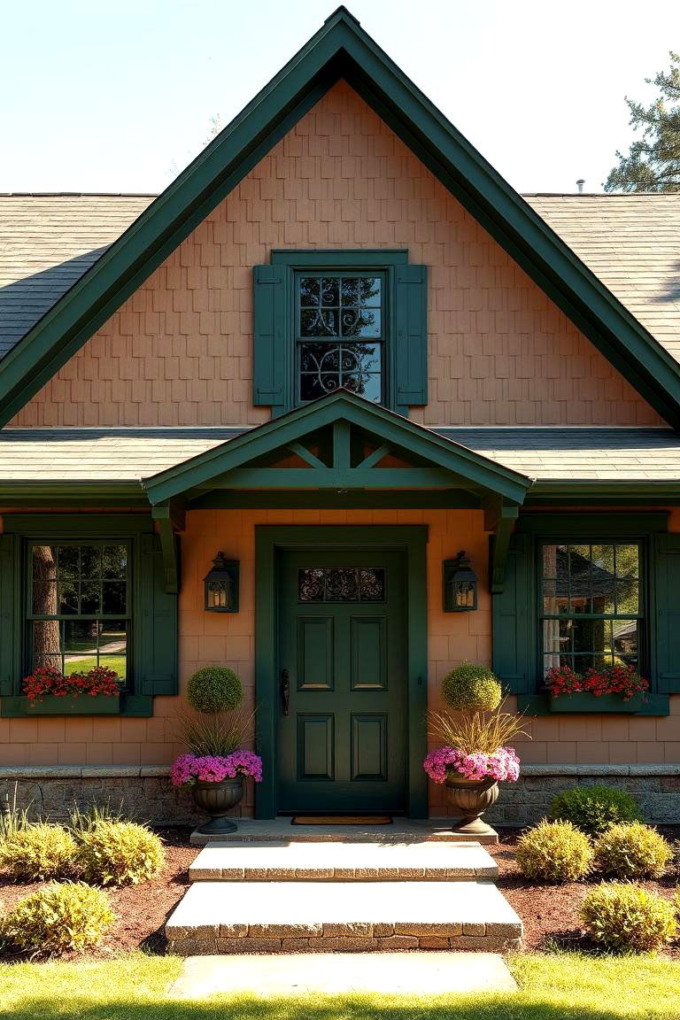 Taupe and Forest Green for an Earthy Look - 25 Exterior Taupe House Color Combinations