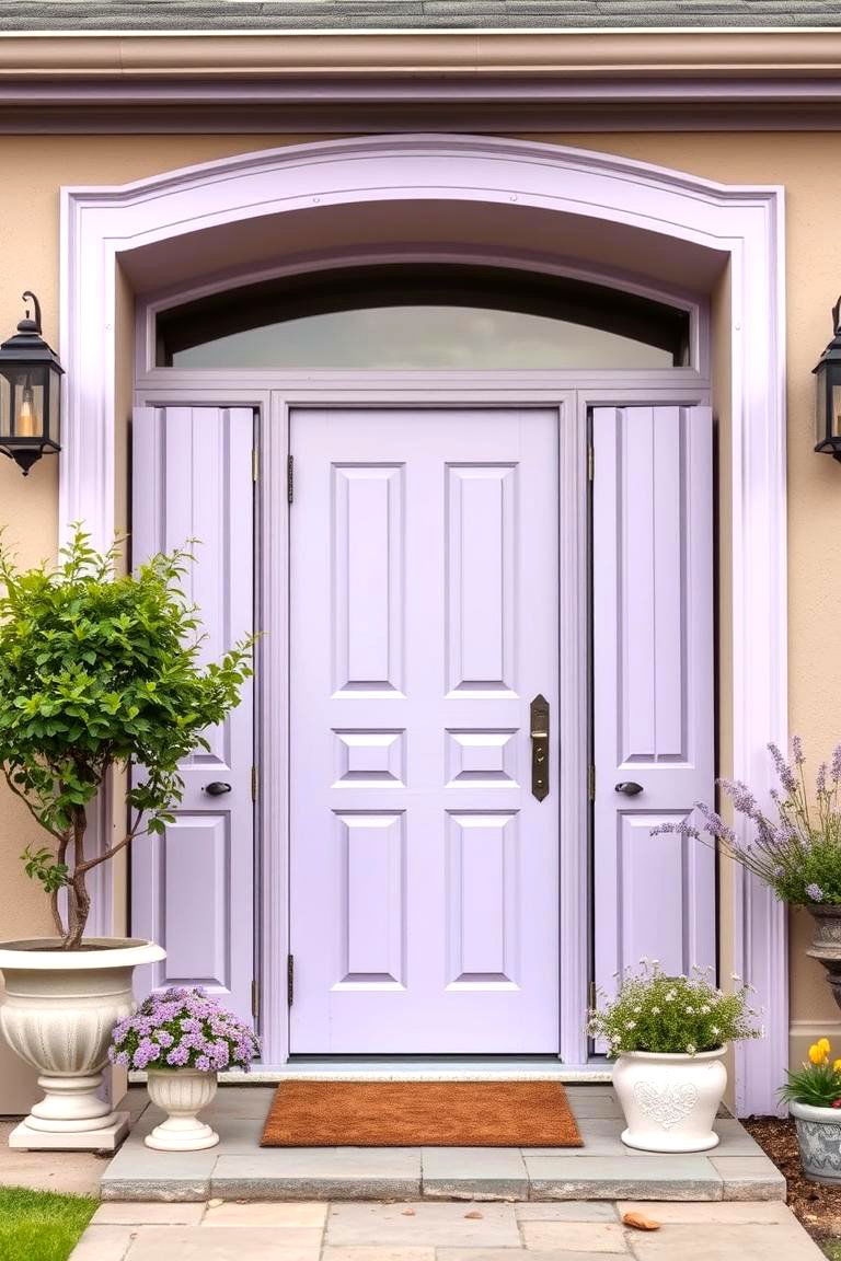 Taupe and Lavender for a Soft Romantic Vibe - 25 Exterior Taupe House Color Combinations