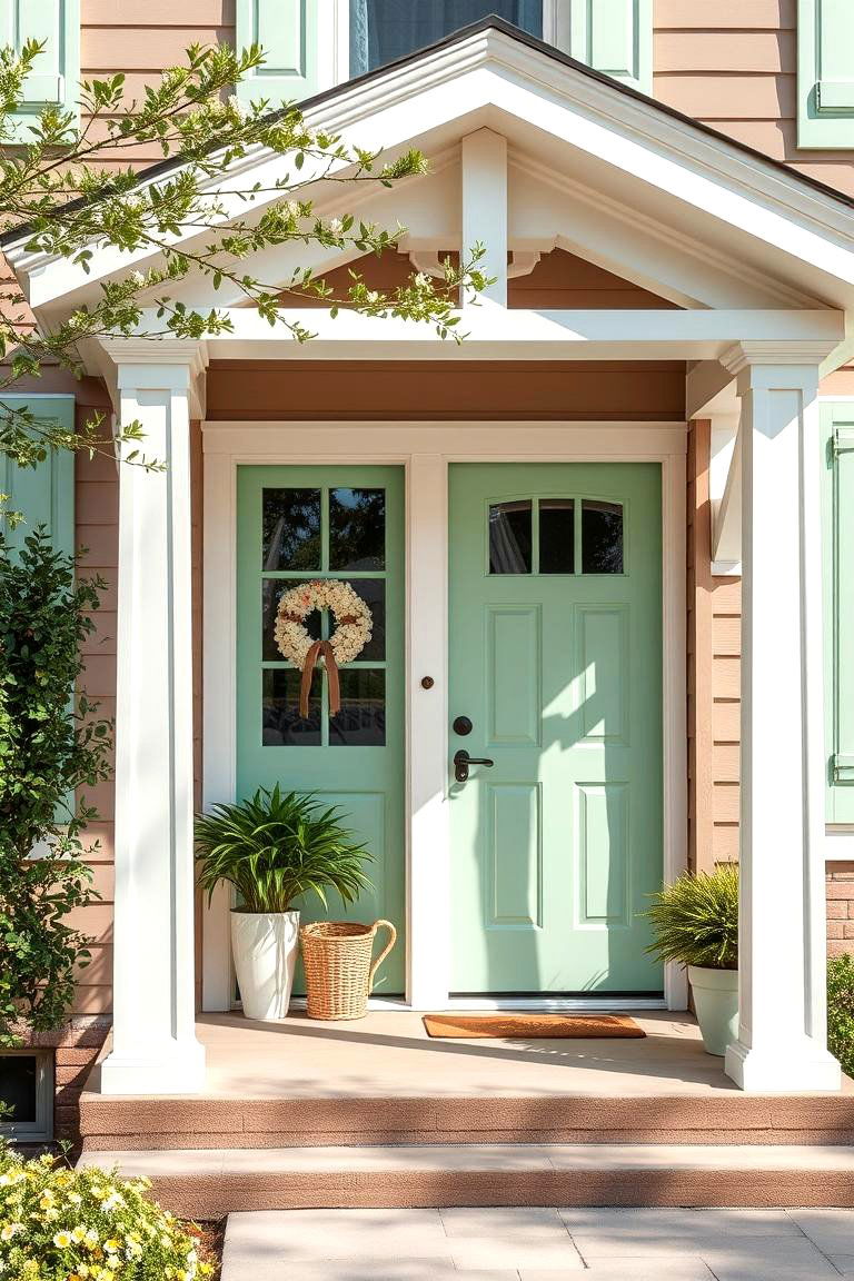 Taupe and Mint Green for Freshness - 25 Exterior Taupe House Color Combinations